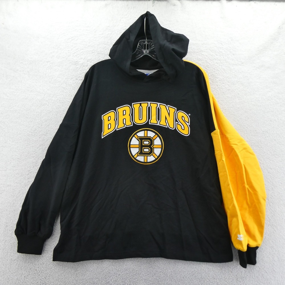 Starter Hoodie Women Medium Boston Bruins Black Yellow Colorblock‎ Long Sleeve